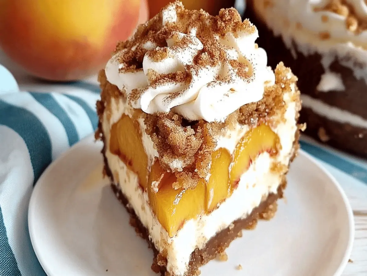 Delicious Peach Crumb Cheesecake
