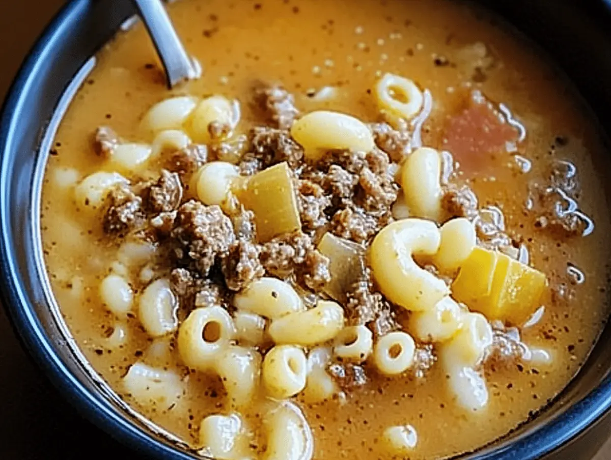 Preview of One-Pot Macaroni Cheeseburger Soup