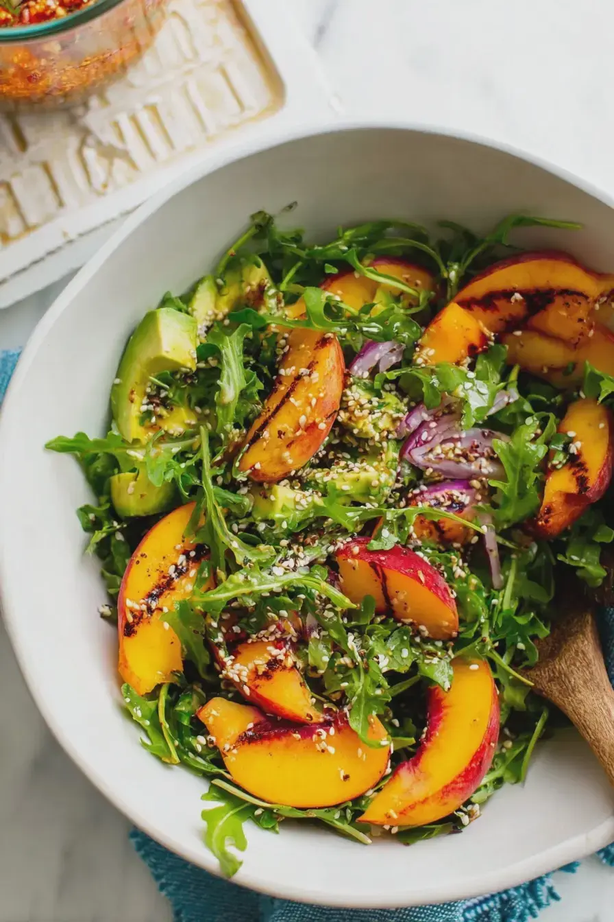 The Salad I Make All Summer — Peach Avocado Green Salad