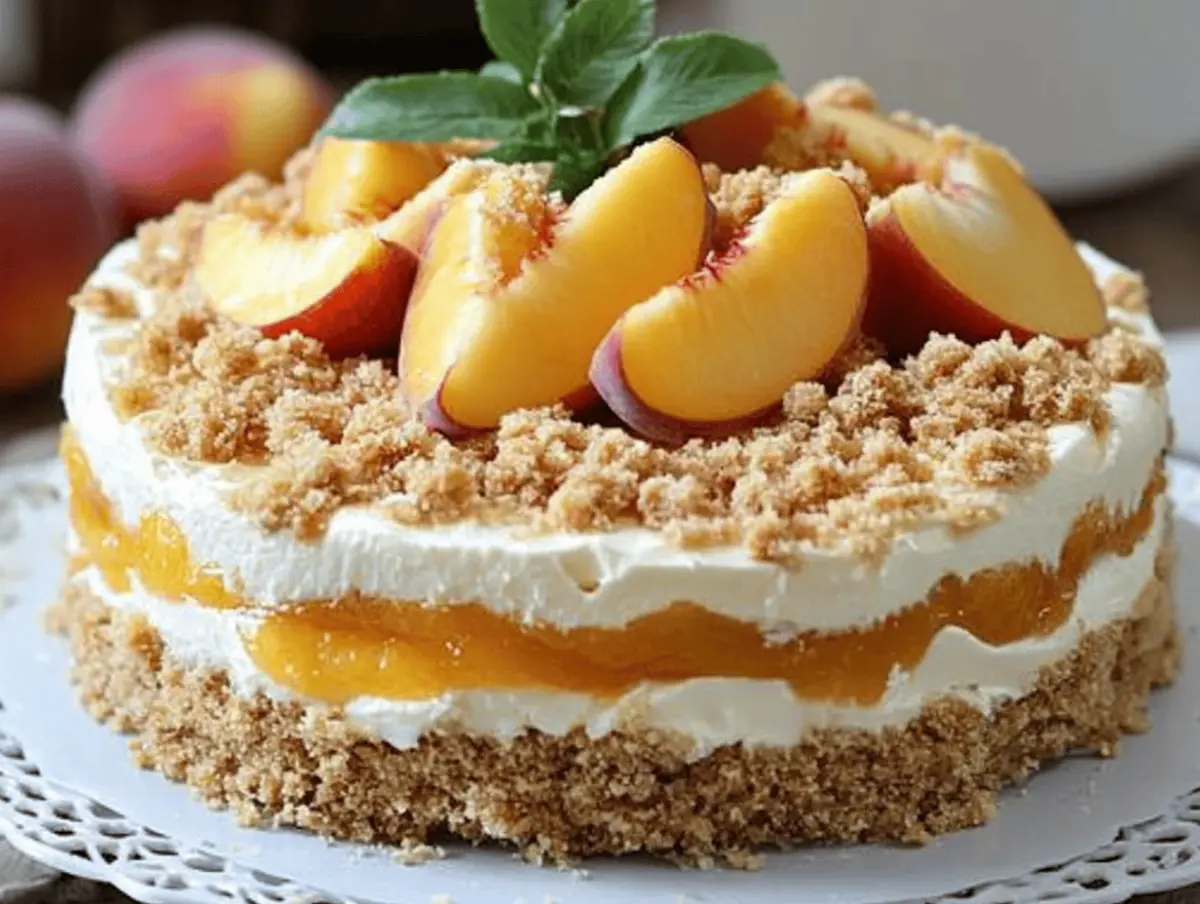 Peach Streusel Cheesecake Bliss