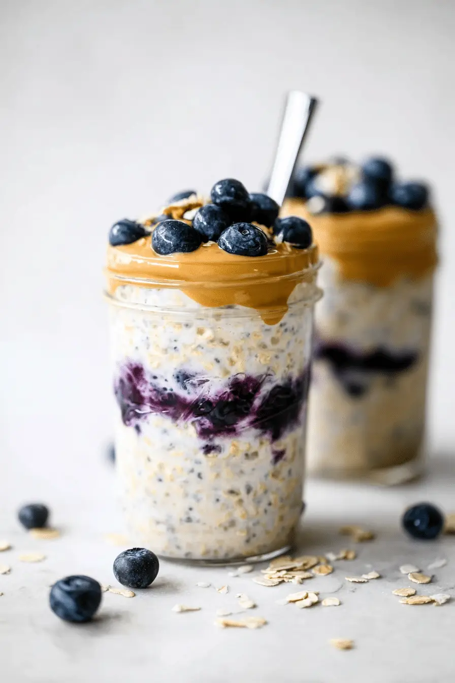 My Go-To Peanut Butter Blueberry Overnight Oats for Meal Prep