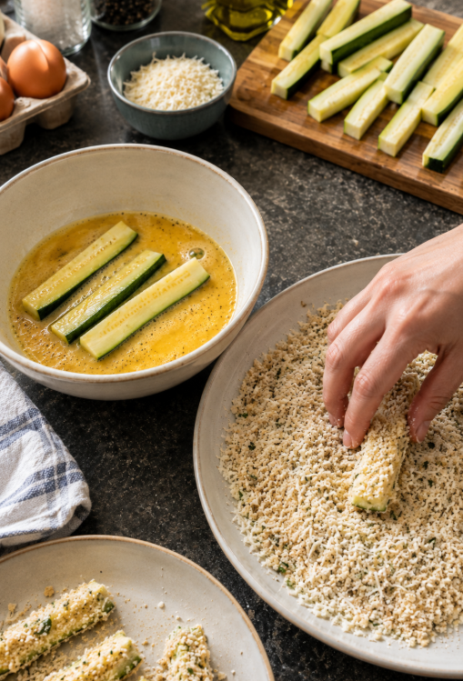 Step 3 for Crispy Parmesan Zucchini Fries: A Healthy Twist on Classic Fries