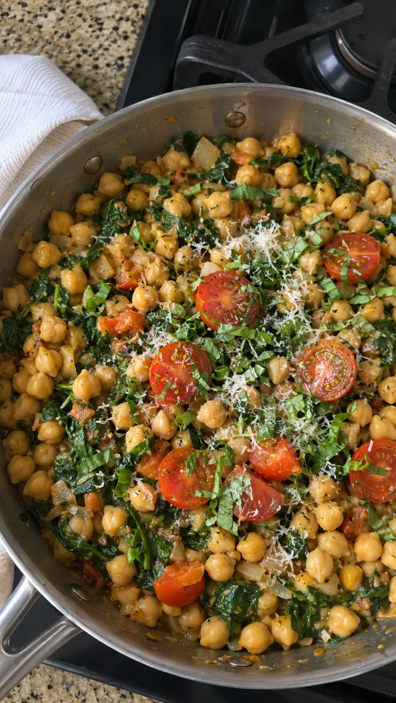 Quick Spinach and Chickpeas Stir-Fry