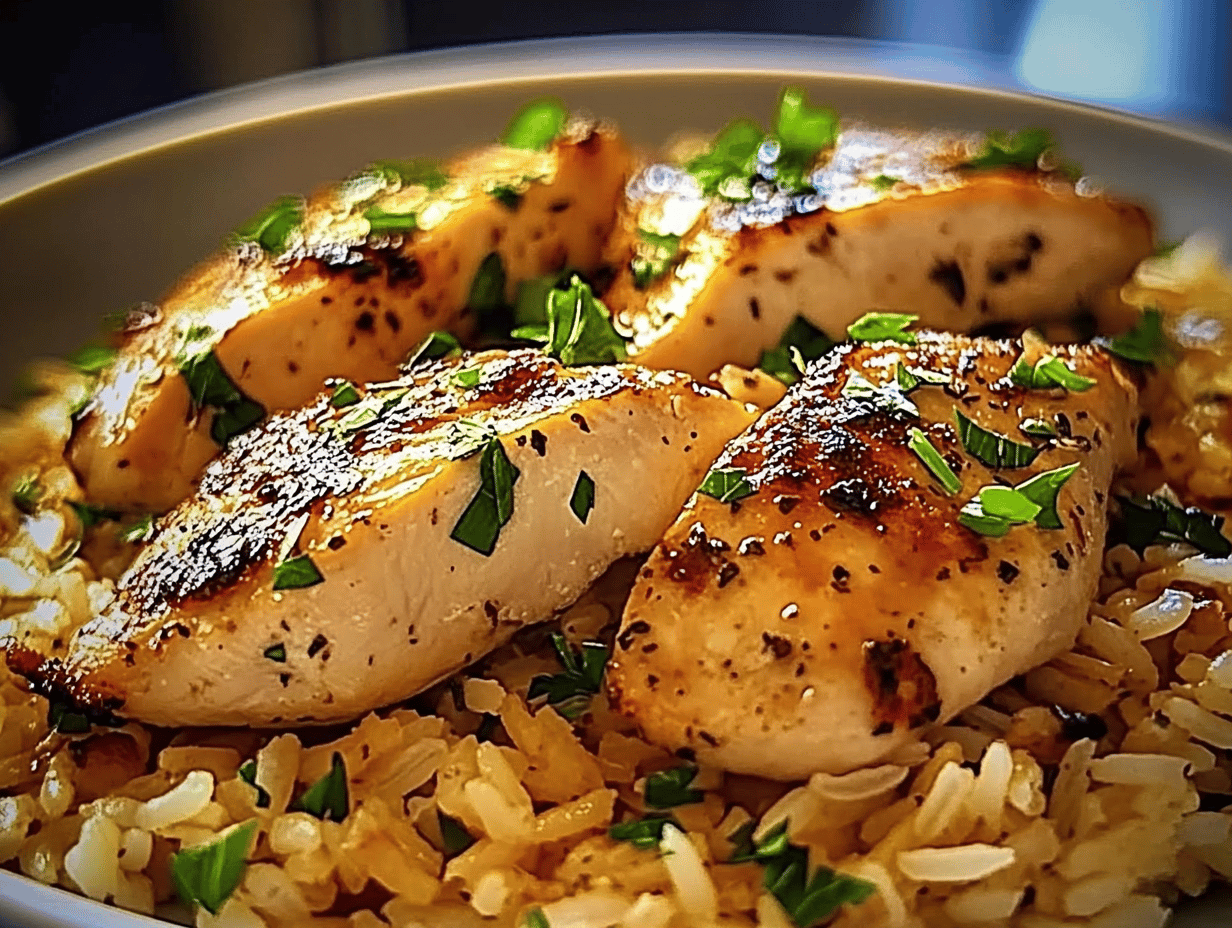 Chicken with Garlic Parmesan Rice