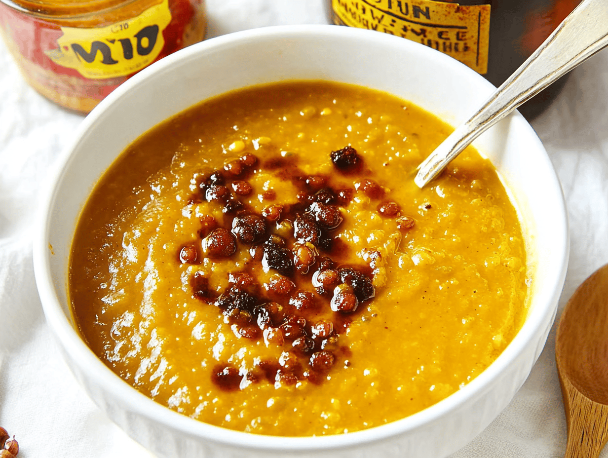 Pumpkin Lentil Soup With Chili Crisp