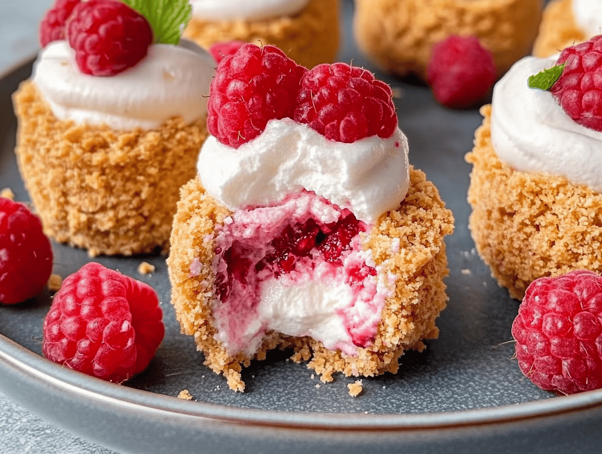 Raspberry No Bake Cheesecake Bites