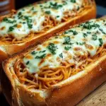 Spaghetti Stuffed Garlic Bread Subs