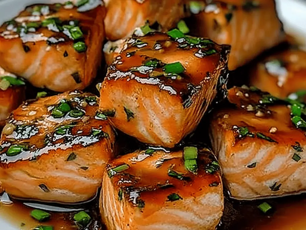 Honey Butter Garlic Glazed Salmon Bites