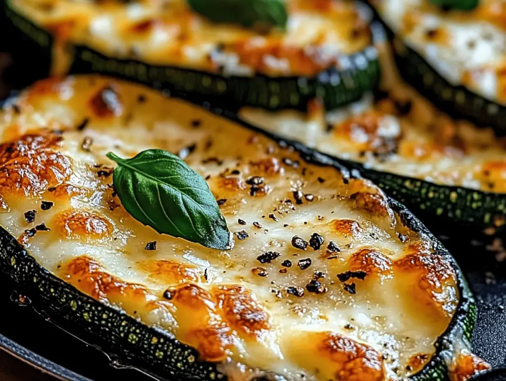 Cheesy Garlic Zucchini Boats