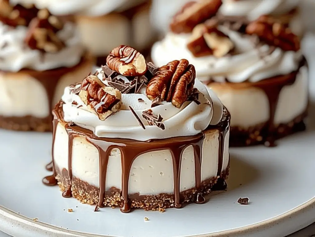 No-Bake Turtle Mini Cheesecakes