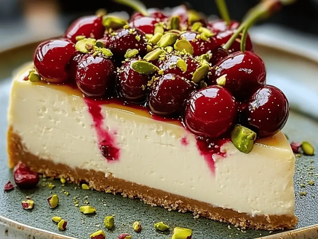 Luscious Lemon-Lime Cherry Pistachio Cheesecake