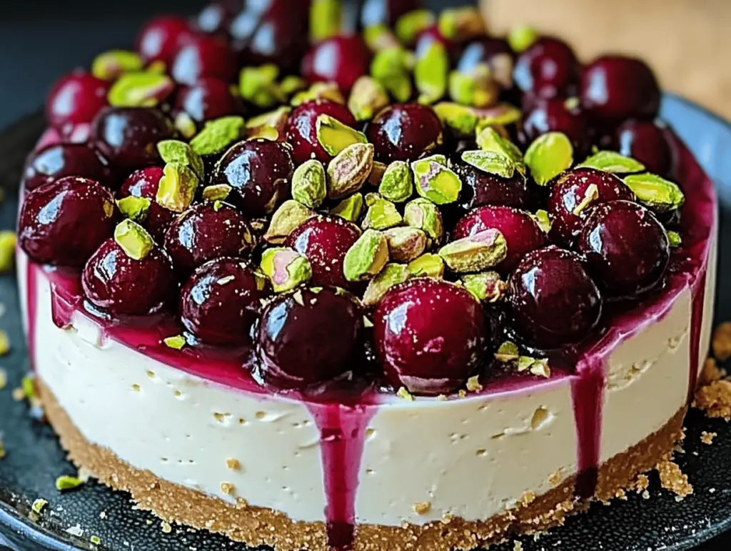 Luscious Lemon-Lime Cherry Pistachio Cheesecake