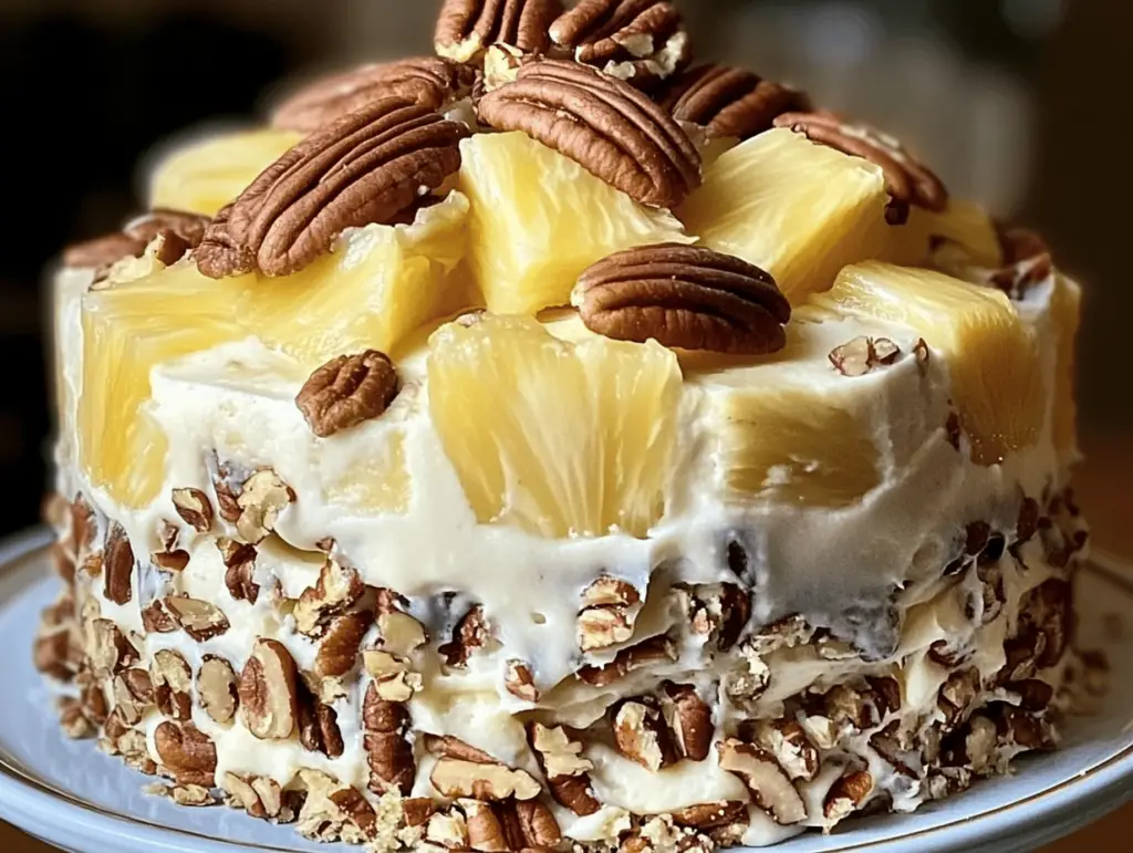 Creamy Pineapple Pecan Cake