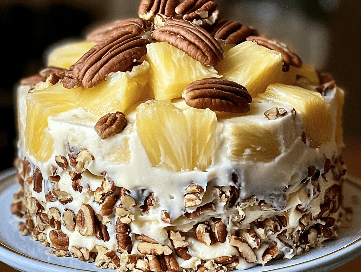 Creamy Pineapple Pecan Cake