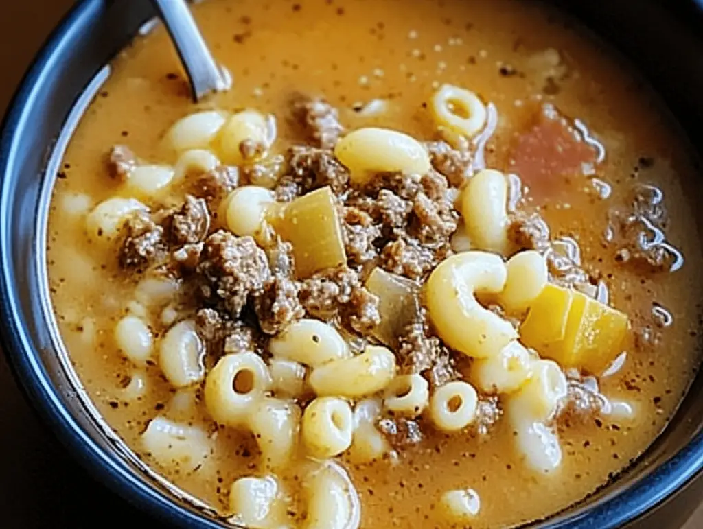 One-Pot Macaroni Cheeseburger Soup