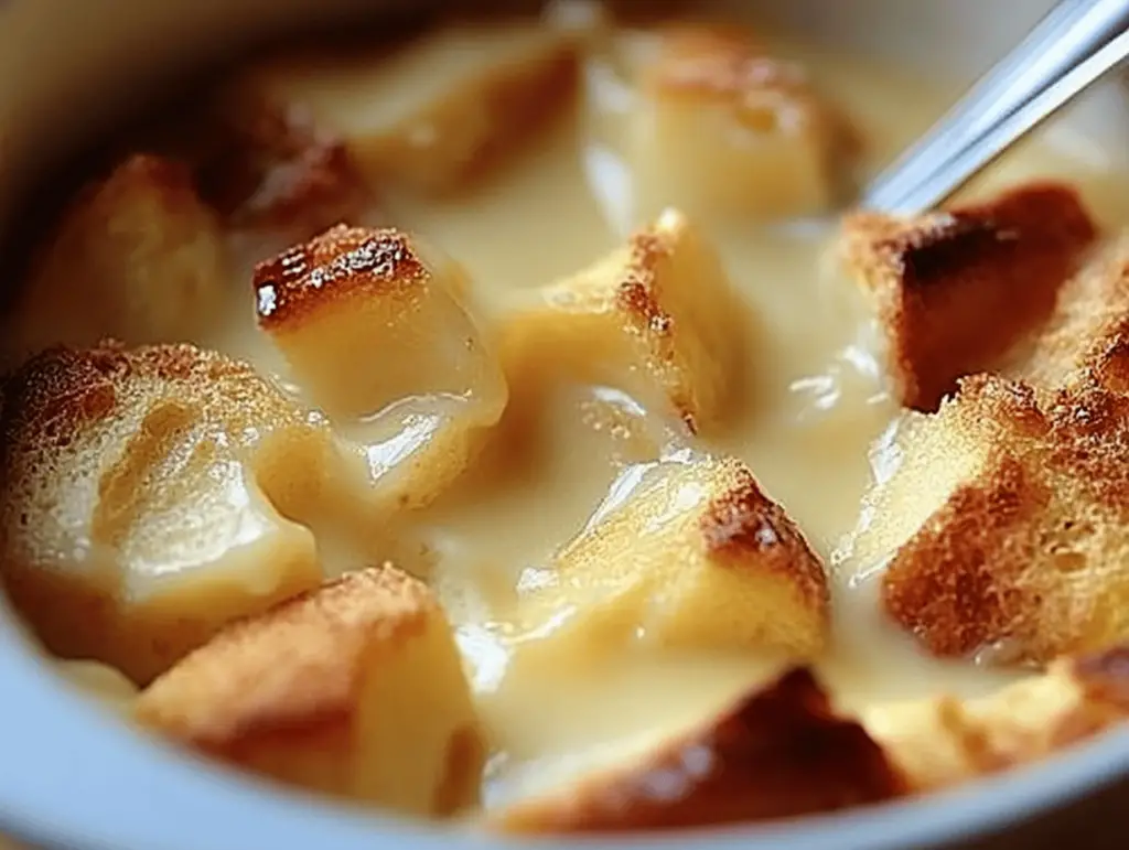 Old Fashioned Bread Pudding with Vanilla Sauce