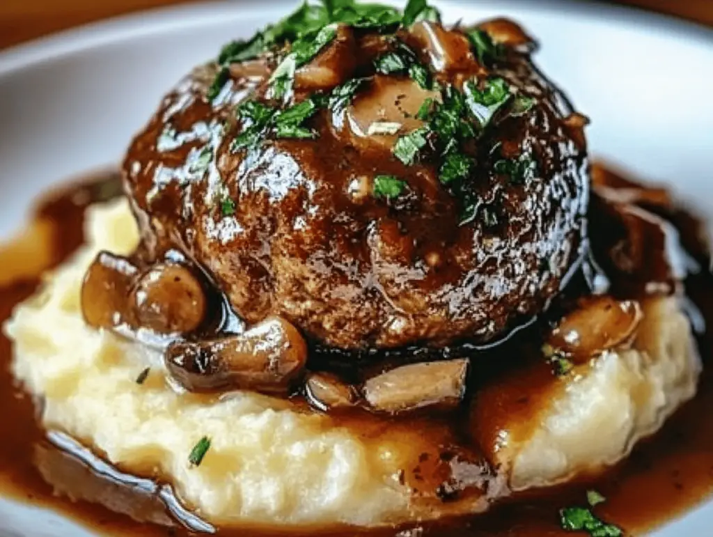 Bobby Flay’s Salisbury Steak with Mushroom Gravy