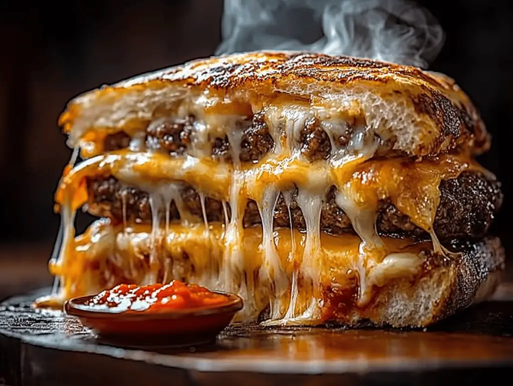 Ultimate Cheesy Pizza Burger Pie