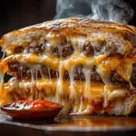 Ultimate Cheesy Pizza Burger Pie