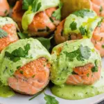 Golden Baked Salmon Meatballs with Creamy Avocado Sauce