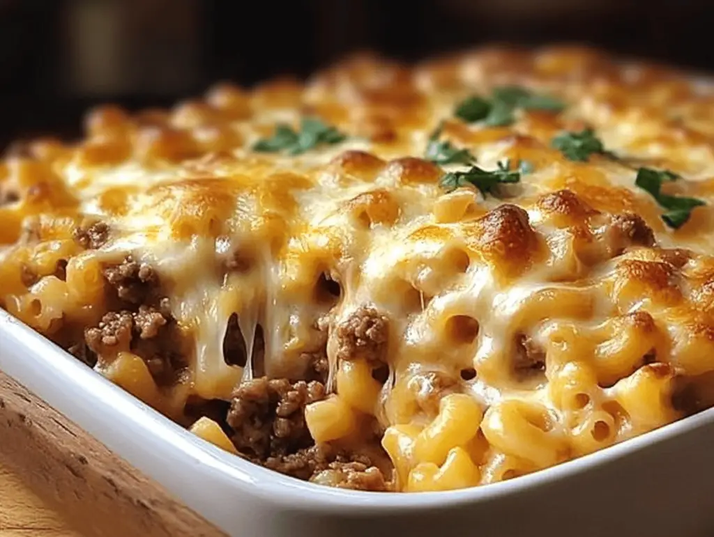 Cheesy Beef Mac and Cheese Bake