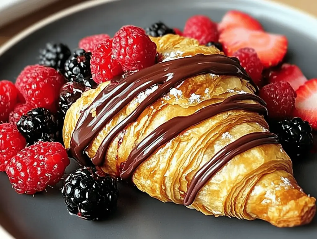 Flaky Croissant with Nutella and Fresh Berries