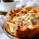 Cheese & Turkey Bacon Strata Cake – Breakfast Casserole!