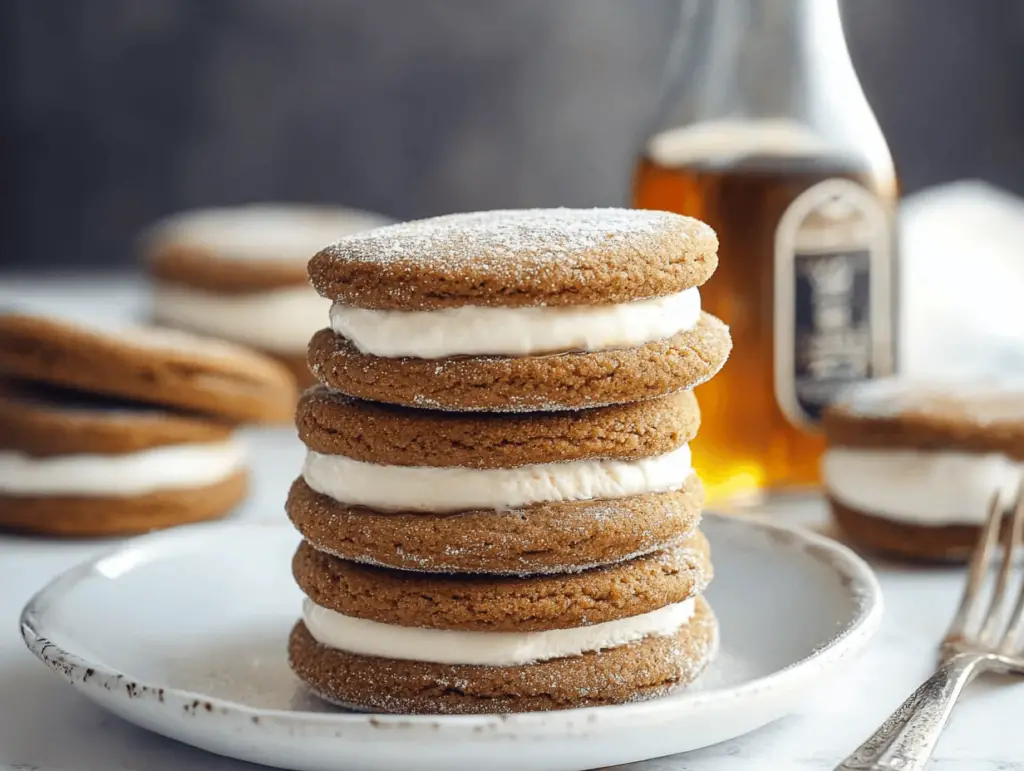 Ginger Molasses Sandwich Cookies w/ Marshmallow Buttercream