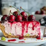 Pistachio Crusted Cherry Cheesecake