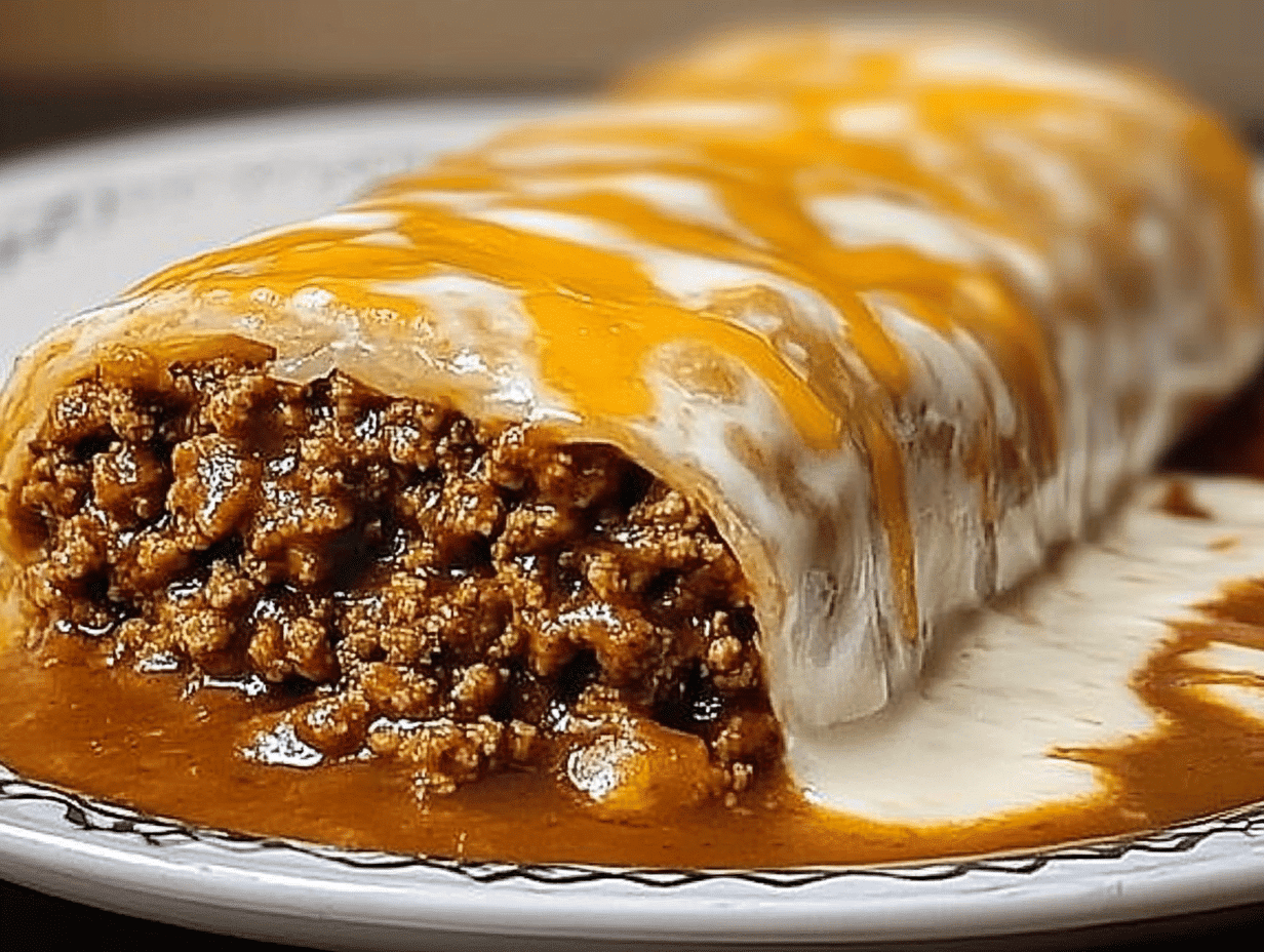 Oversized Ground Turkey Bacon Burrito with Red Sauce