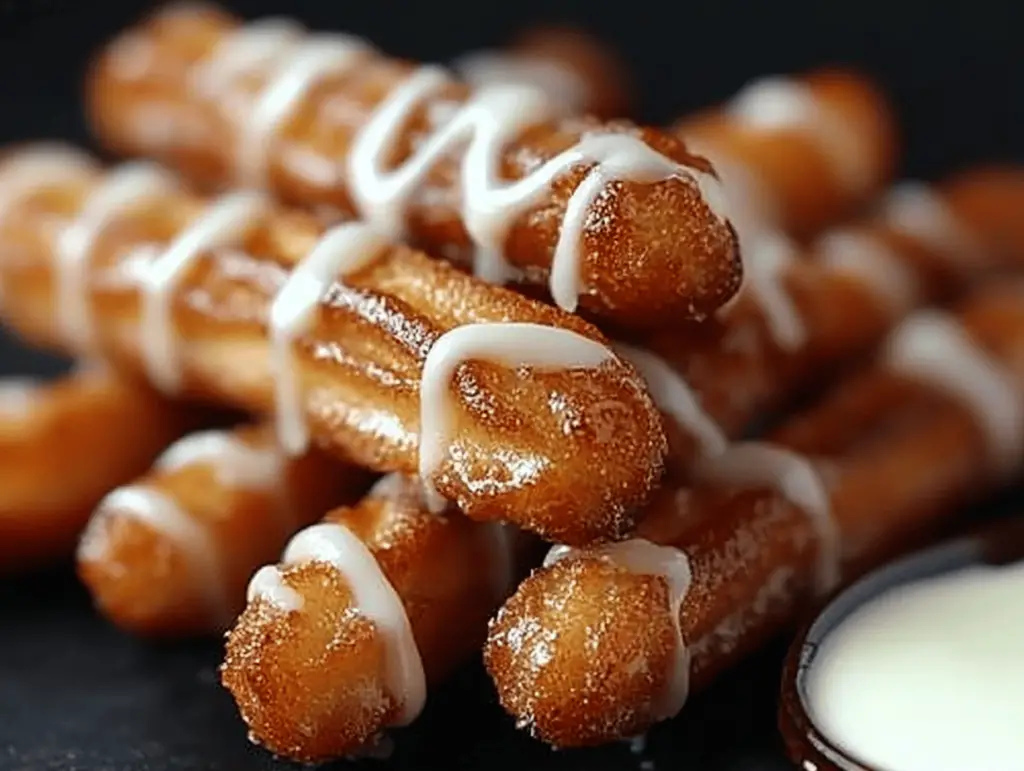 Crispy Funnel Cake Sticks with Cinnamon Glaze