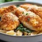 Garlic Butter Chicken Bites with Creamy Parmesan Pasta & Spinach