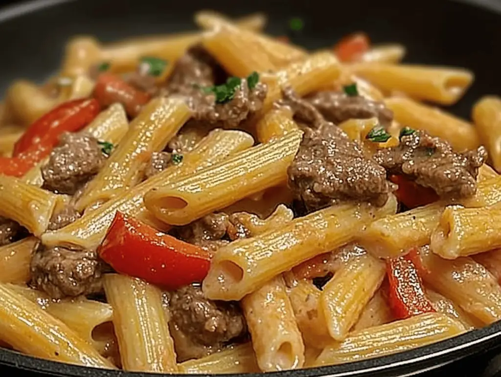 Delicious Philly Cheesesteak Pasta Recipe