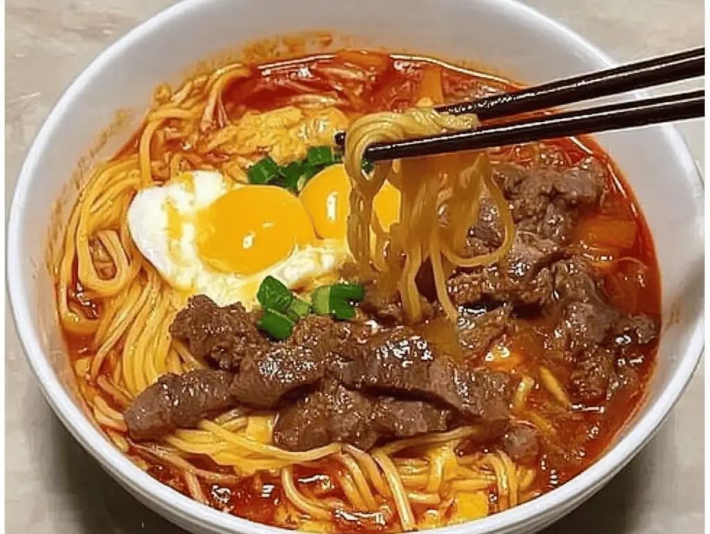 Tomato Egg and Beef Noodle Soup