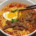 Tomato Egg and Beef Noodle Soup