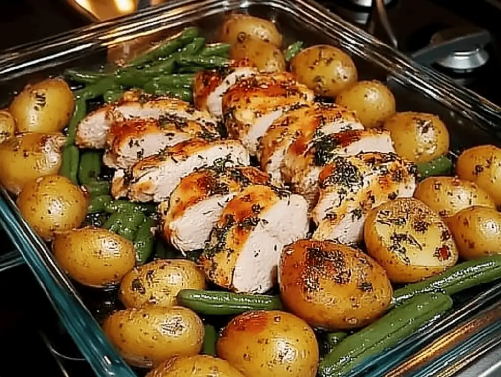 One-Pan Garlic Herb Chicken with Potatoes & Green Beans