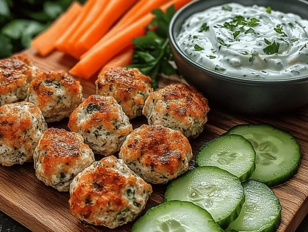 Delicious Greek Chicken Meatballs with Homemade Tzatziki