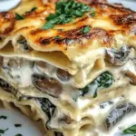 Creamy Spinach & Mushroom Lasagna