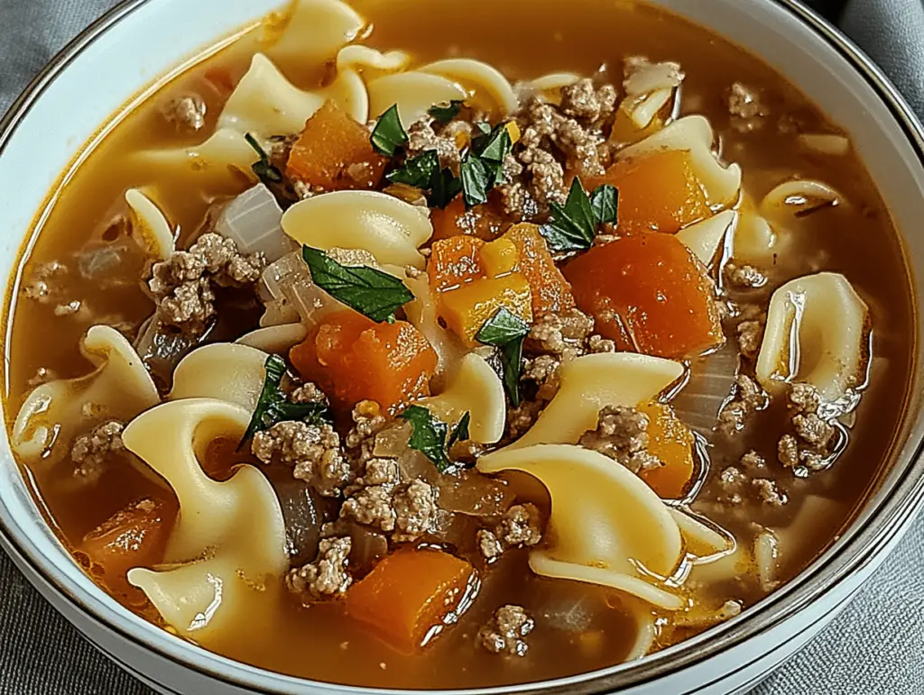 Comforting Hamburger Noodle Soup