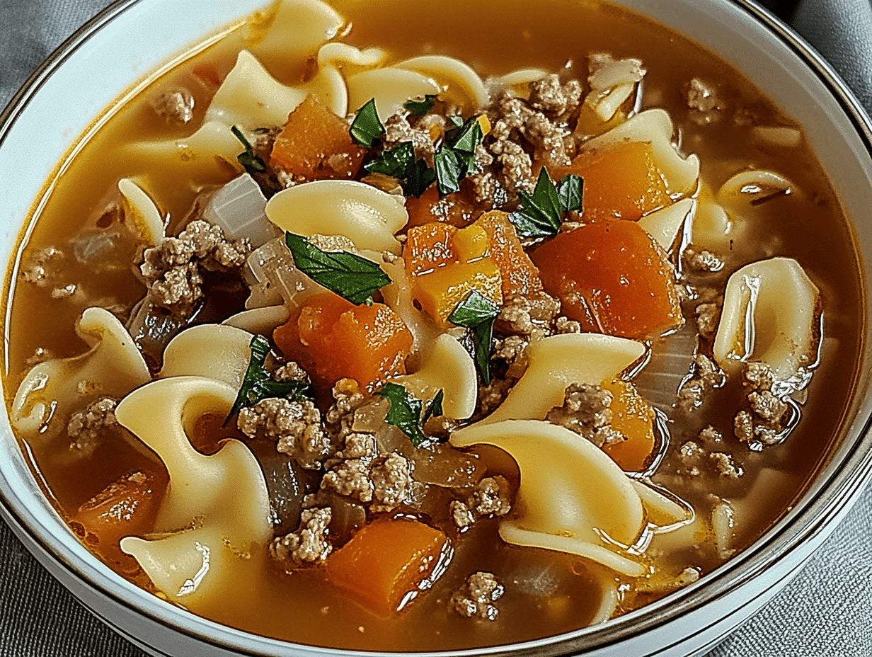Comforting Hamburger Noodle Soup
