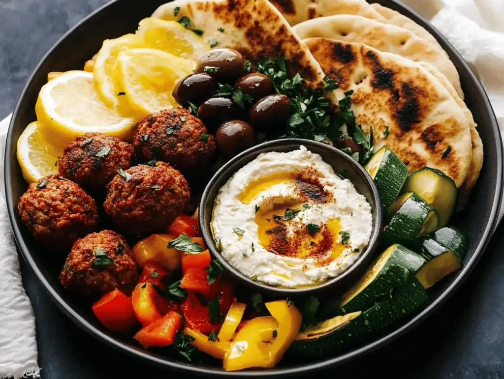 Easy Harissa Meatballs with Whipped Feta