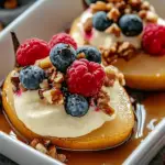 Delicious Baked Pears with Berries, Honey, Walnuts & Blue Cheese