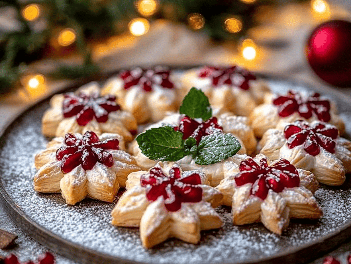 Burrata Snowflake Pastries with Pomegranate & Mint