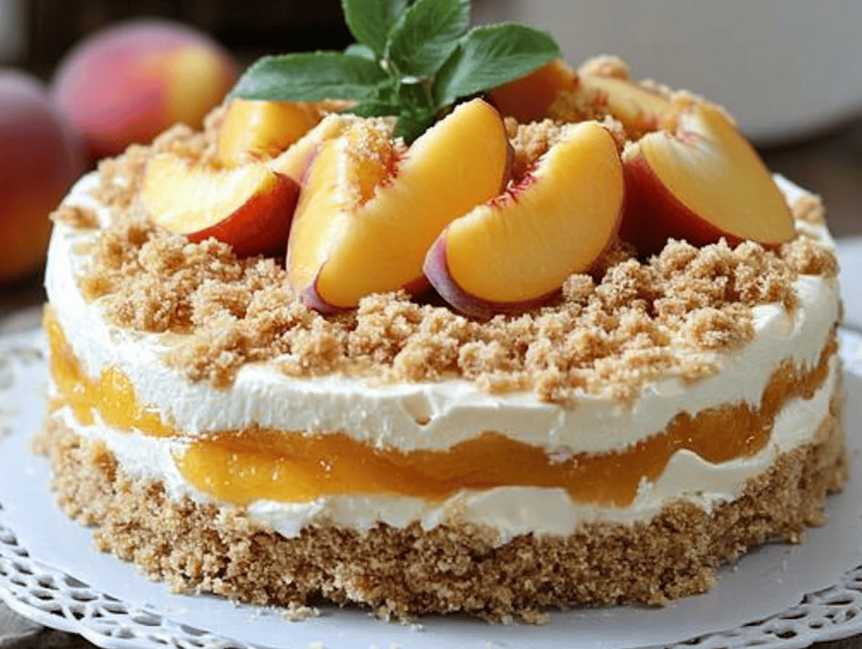 Peach Streusel Cheesecake Bliss