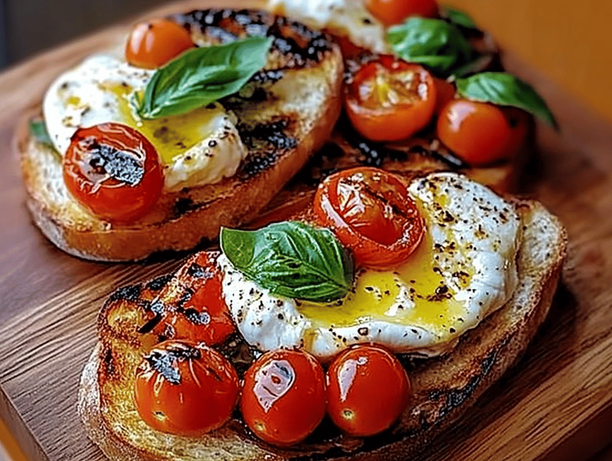 Burrata Bruschetta with Cherry Tomatoes & Basil