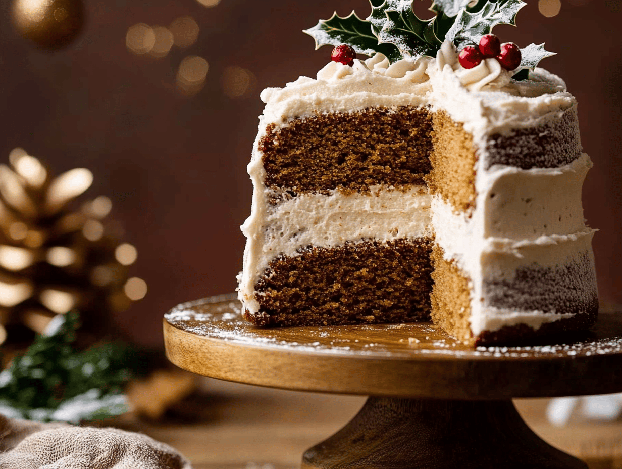 Festive Vegan Gingerbread Cake with Chai Buttercream