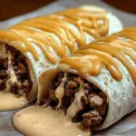 Cheesy Ground Beef Delight Wrap with Creamy Sauce