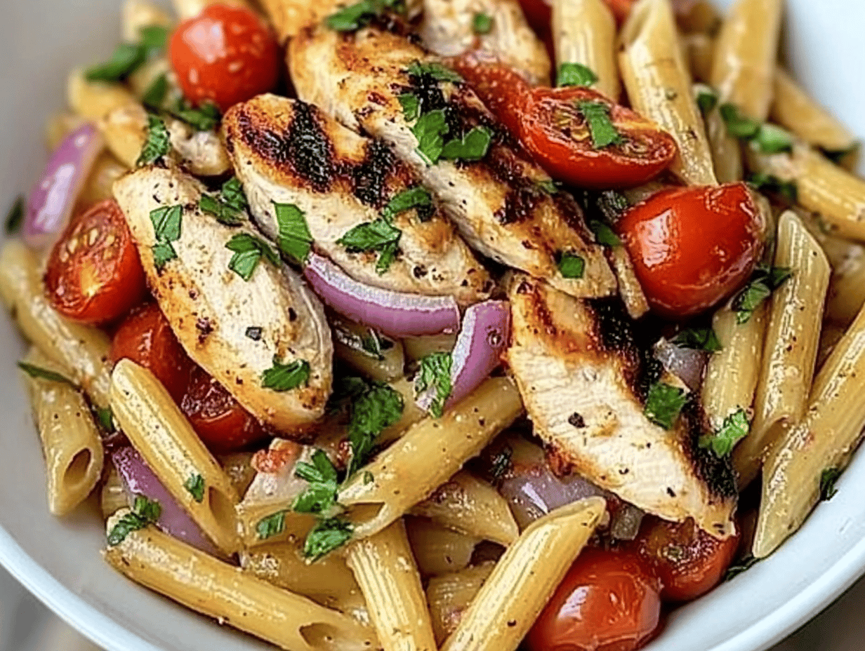 Bruschetta Chicken Pasta Delight