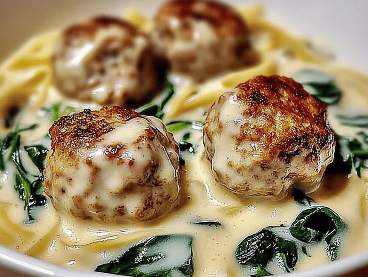 Creamy Spinach Alfredo Chicken Meatballs