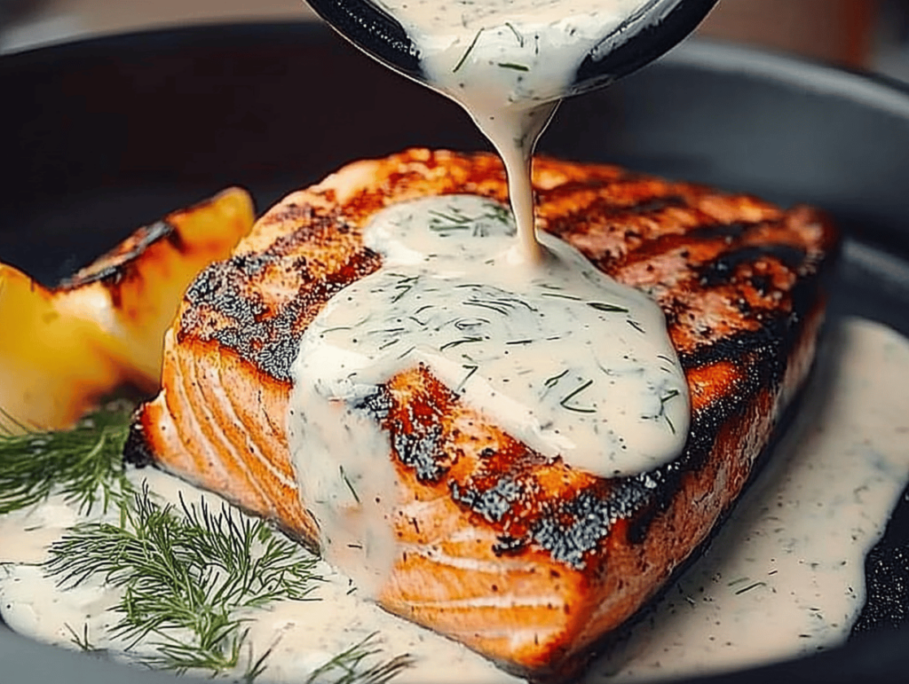 Grilled Lemon-Herb Salmon with Dill-Yogurt Sauce